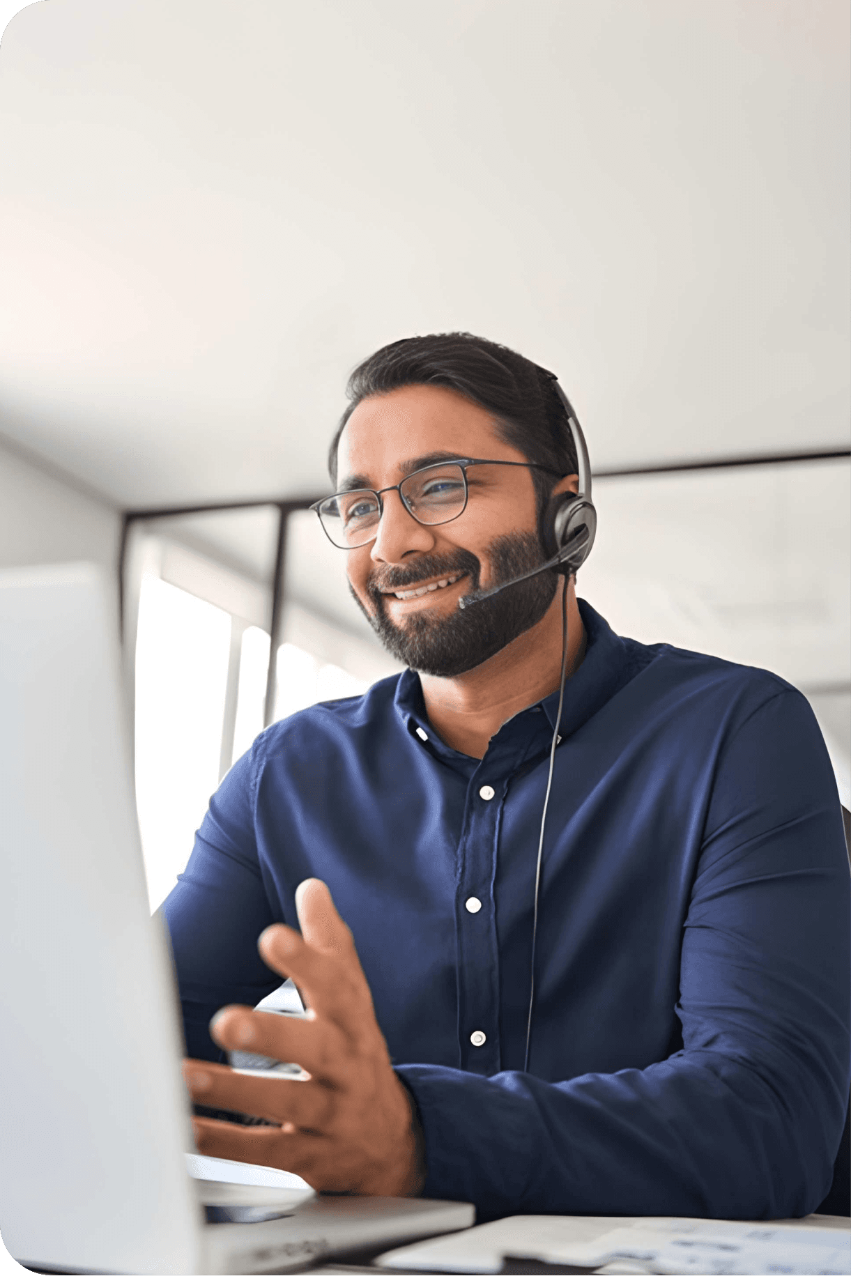 Customer service representative on call